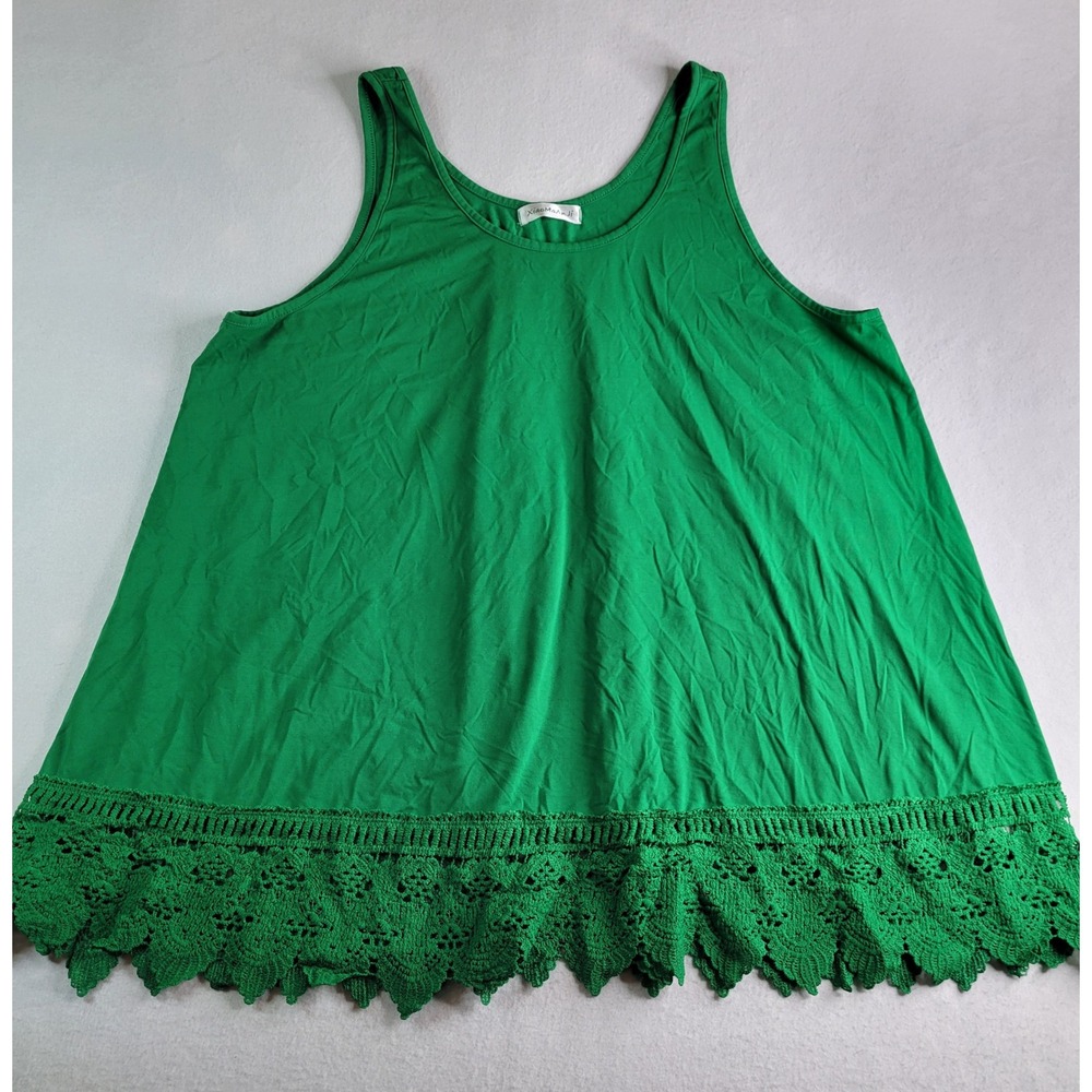 XiaoMaAnJi Womens Kelly Green Crochet Lace Trim Sleeveless Tank Top Plus Size 2X